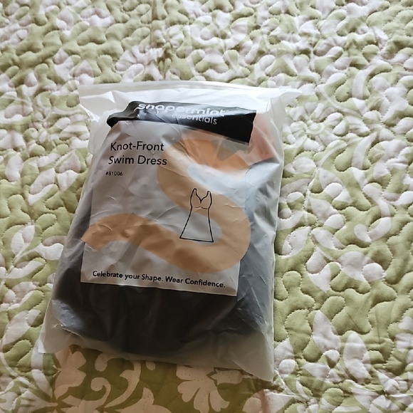 Shapermint Black Knot-Front Swim Dress - Picture 2 of 6